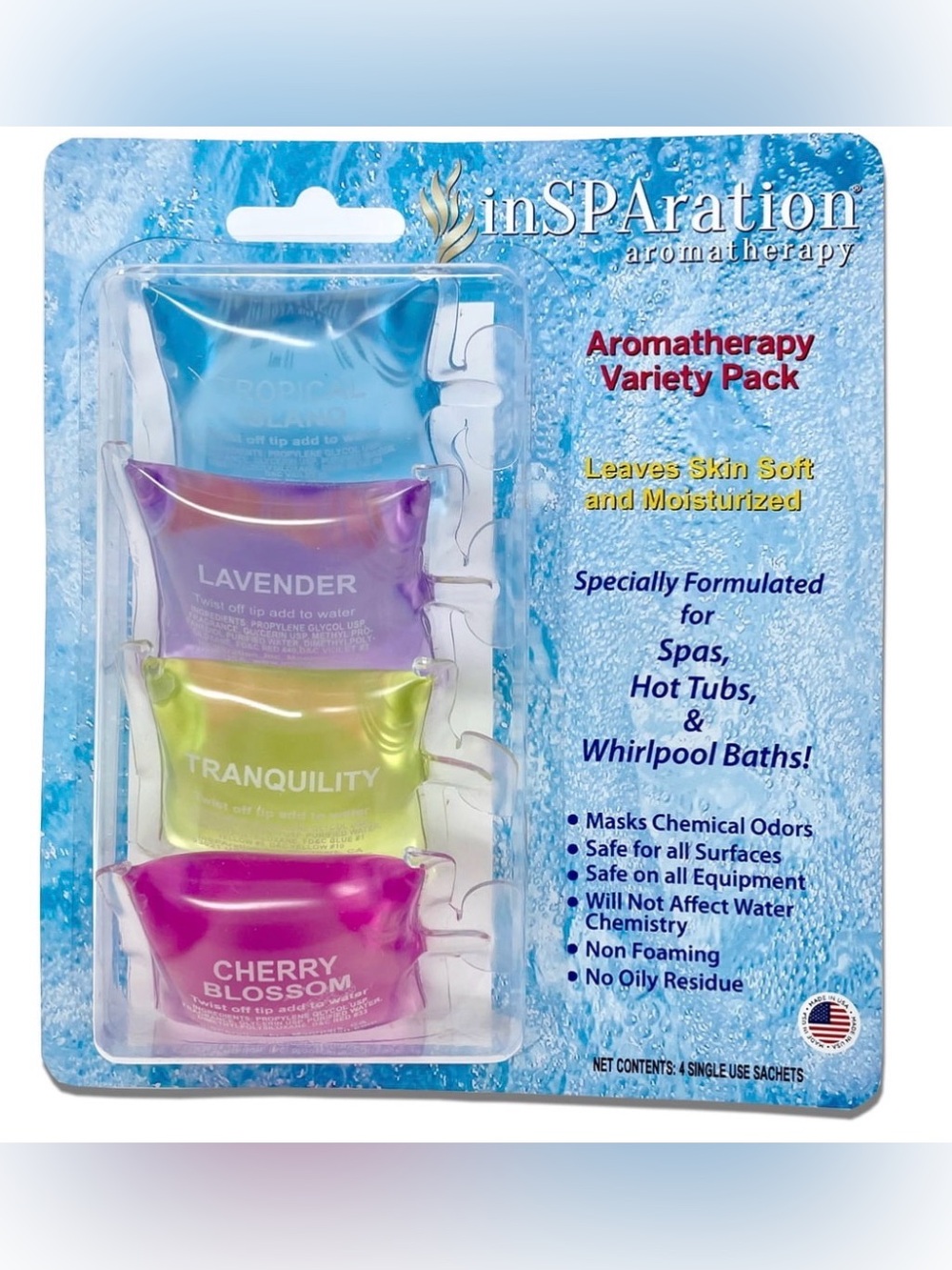 InSPAration Spa & Bath Aromatherapy Liquid Variety pack, 4 Scents, 4 oz Each NWT